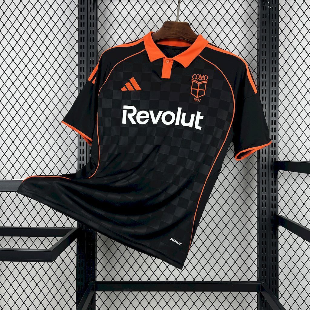 Camisola Como 1907 2025-26 Alternativa Preta/Amarela Versão Adepto