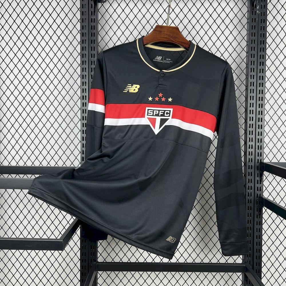 Camisola Manga Comprida São Paulo FC 2025-26 Alternativa Preta Lisa Versão Adepto