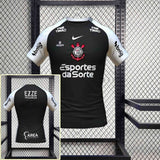 Camisola SC Corinthians 2025-26 Alternativa Preta Versão Jogador Todos Patrocinadores