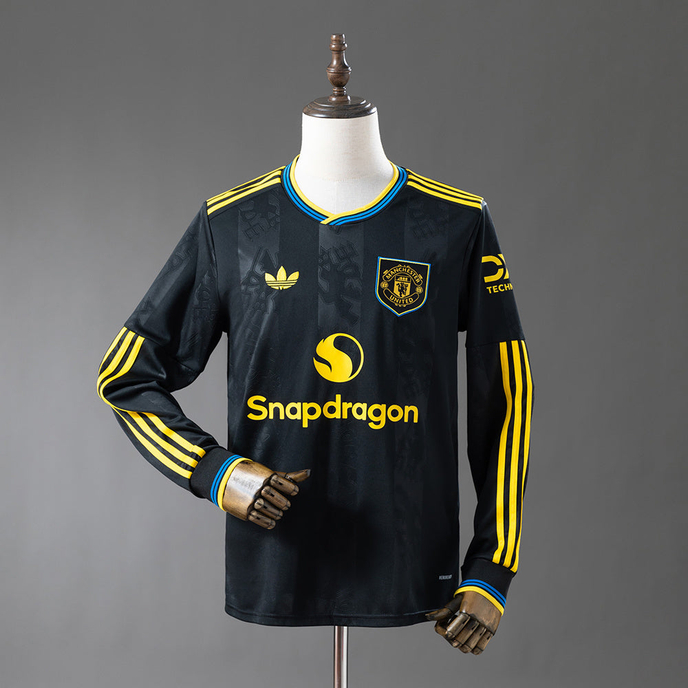 Camisola Manga Comprida M-UNITED 2025-26 Alternativa Preta Versão Adepto