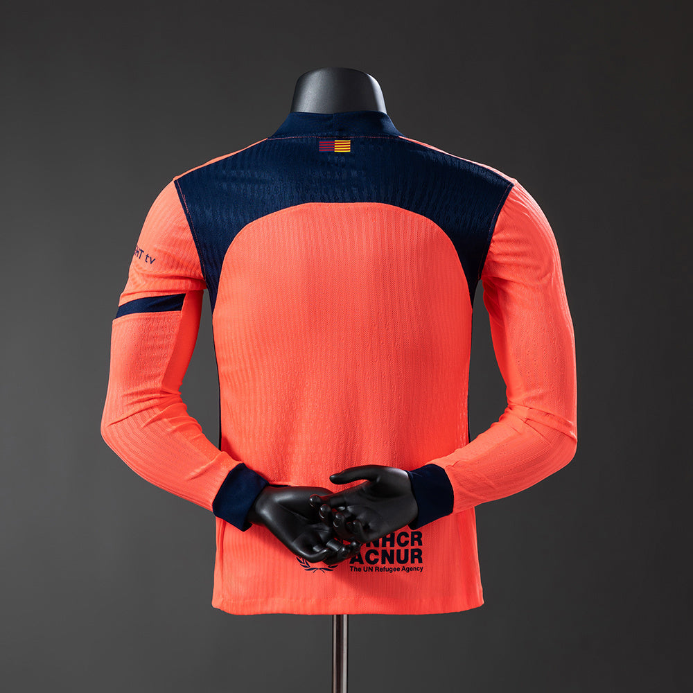 Camisola Manga Comprida FC Barcelona 2025-26 Alternativa Laranja Versão Jogador