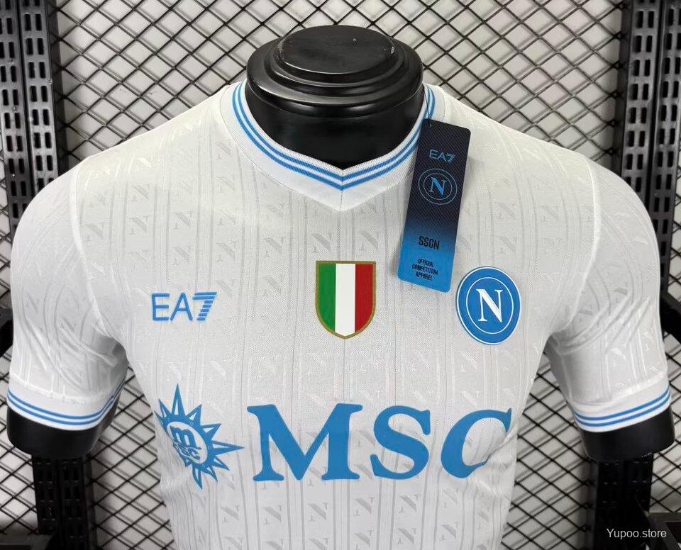 Camisola Napoles 2025-26 Alternativa Branca UCL Versão Jogador