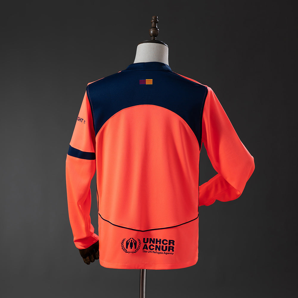 Camisola Manga Comprida FC Barcelona 2025-26 Alternativa Laranja Versão Adepto