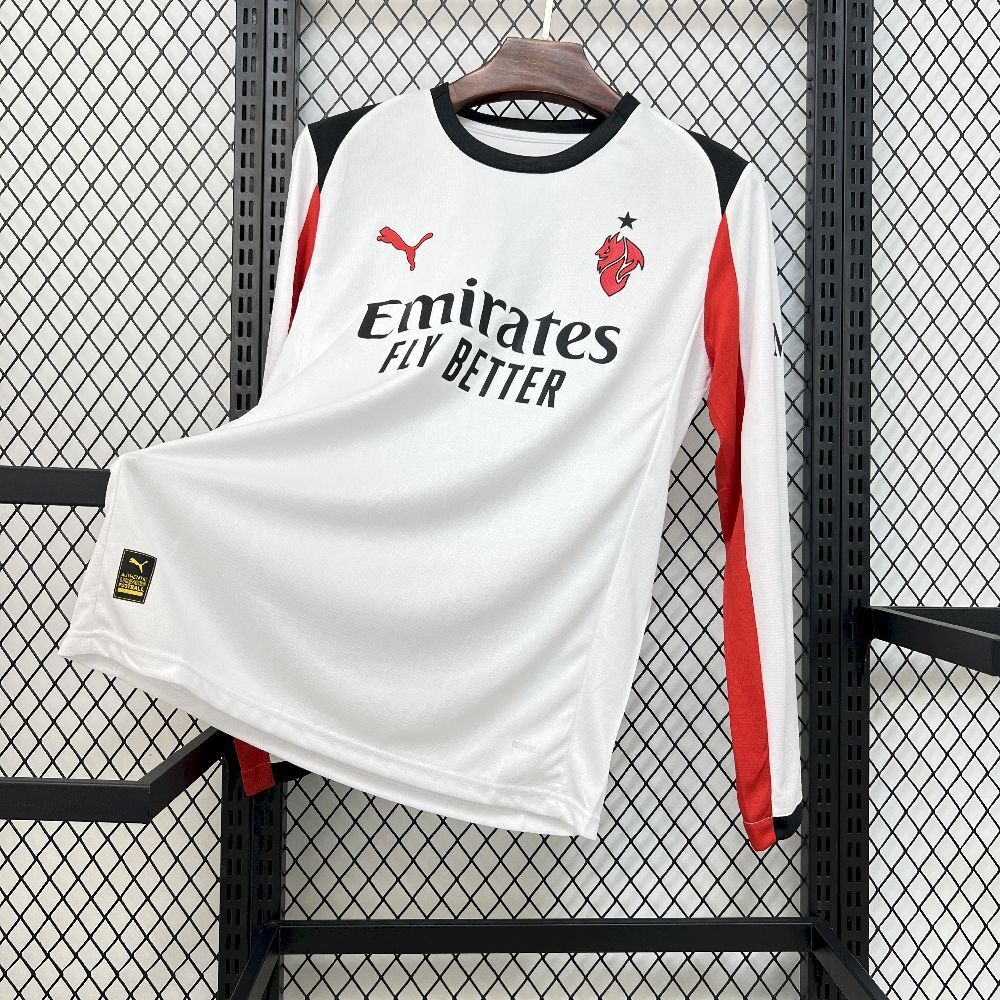 Camisola Manga Comprida Ac Milan 2025-26 Alternativa Branca Versão Adepto