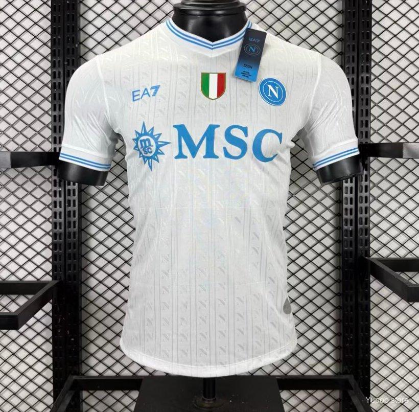 Camisola Napoles 2025-26 Alternativa Branca UCL Versão Jogador