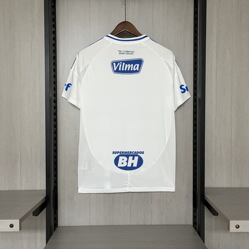 Camisola Cruzeiro EC 2025-26 Alternativa Branca Versão Adepto Todos Patrocinadores
