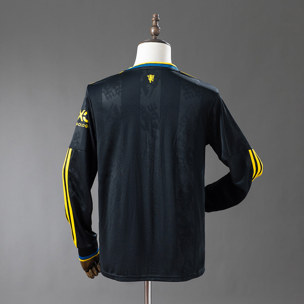 Camisola Manga Comprida M-UNITED 2025-26 Alternativa Preta Versão Adepto