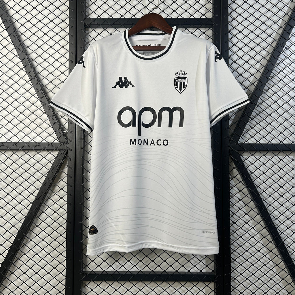 Camisola AS Monaco 2025-26 Alternativa Branca Versão Adepto