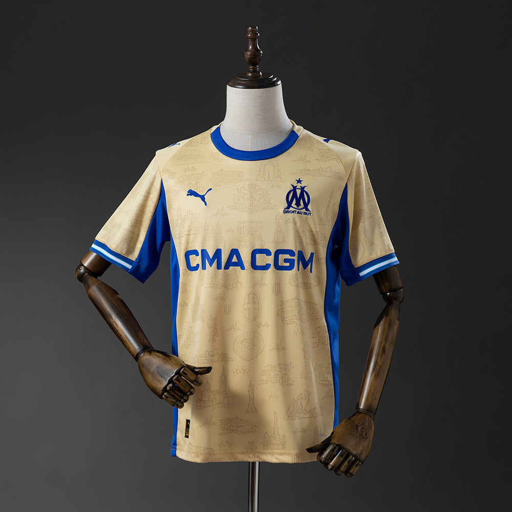 Camisola Olympique Marselha 2025-26 Alternativa Amarela Versão Adepto