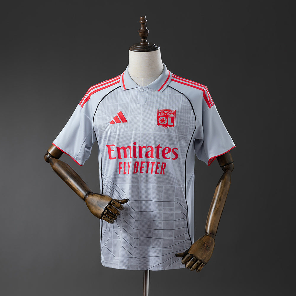 Camisola Olympique Lyon 2025-26 Alternativa Cinzenta Versão Adepto